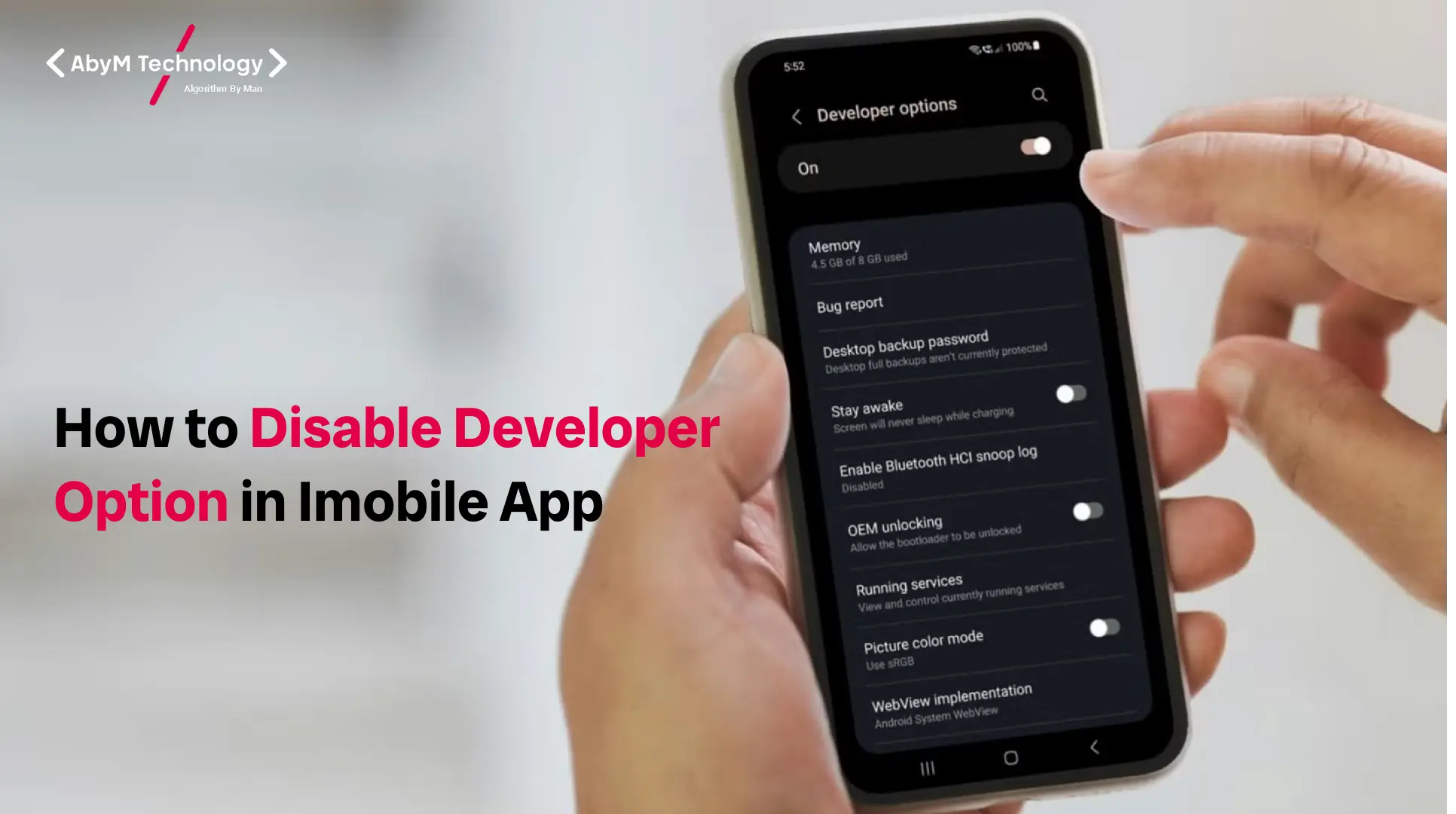 How to Disable Developer Option in Imobile App
