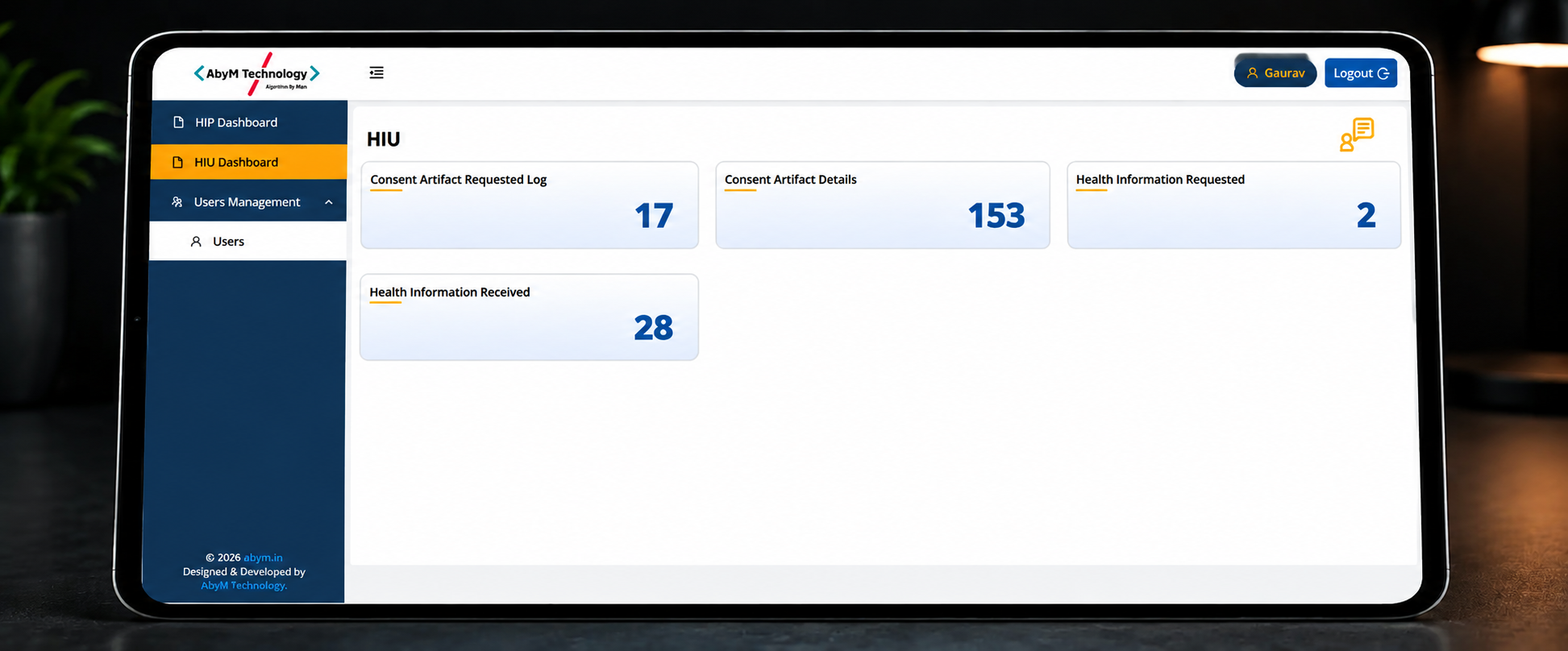 ABDM HIP and HIU Dashboard